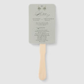 Salbeigrüner Olivenzweig-Monogramm-Hochzeitsprogra Fächer (Vorderseite)