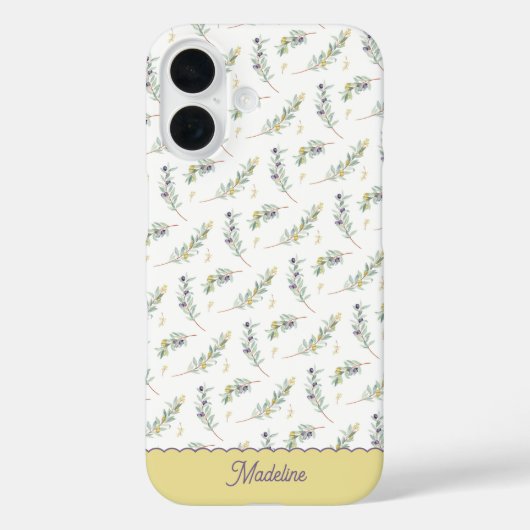 Salbeigrüner Olivenzweig Monogramm Name Case-Mate iPhone Hülle (Rückseite)