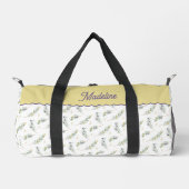 Salbeigrüner Olivenzweig Monogramm Name Duffle Bag (Vorderseite)