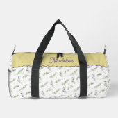 Salbeigrüner Olivenzweig Monogramm Name Duffle Bag (Rückseite)
