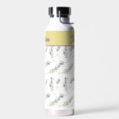 Salbeigrüner Olivenzweig Monogramm Name Trinkflasche (Links)