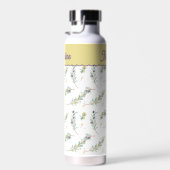 Salbeigrüner Olivenzweig Monogramm Name Trinkflasche (Rechts)