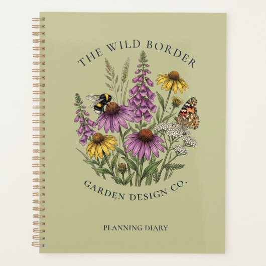 Salbeigrüner Pollinator-Garten-Tagesplaner ohne Da Planer (Vorderseite)