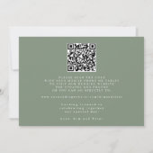 Salbeigrüner QR-Code einfache elegante Hochzeit  Save The Date (Rückseite)
