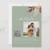 Salbeigrüner QR-Code Fall in Love botanische Hochz Einladung (Rückseite)
