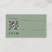 Salbeigrüner QR-Code-Foto-Termin-Esthetikerin Visitenkarte (Rückseite)