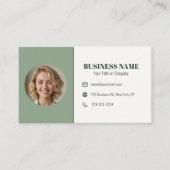 Salbeigrüner QR-Code-Foto-Termin-Esthetikerin Visitenkarte (Vorderseite)