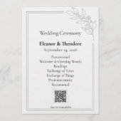 Salbeigrüner QR-Code Minimalistische Hochzeitsprog Programm (Vorderseite)