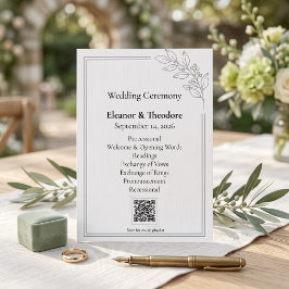 Salbeigrüner QR-Code Minimalistische Hochzeitsprog Programm