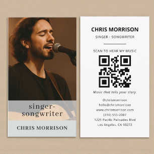 Salbeigrüner QR-Code-Musiker-Visitenkarte Visitenkarte