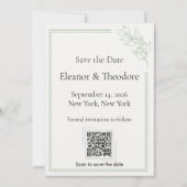 Salbeigrüner Quiet Luxury QR-Code Save-the-Date-Ka Save The Date (Vorderseite)