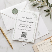 Salbeigrüner Quiet Luxury QR-Code Save-the-Date-Ka Save The Date
