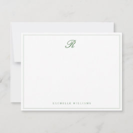 Salbeigrüner Rahmen Elegante Schrift Vintage-Monog Mitteilungskarte