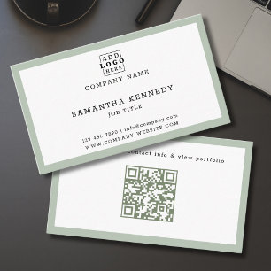 Salbeigrüner Rahmen QR-Code Professionelles indivi Visitenkarte