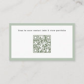 Salbeigrüner Rahmen QR-Code Professionelles indivi Visitenkarte (Rückseite)