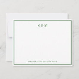 Salbeigrüner Rand Elegantes Klassisches Monogramm Mitteilungskarte