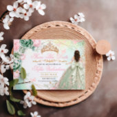 Salbeigrüner Rosafarben Blütiger Quinceanera Save The Date