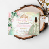 Salbeigrüner Rosafarben Blütiger Quinceanera Save The Date