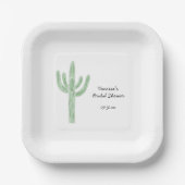 Salbeigrüner Saguaro-Kaktus-Brautjungfernparty Pappteller (Vorderseite)