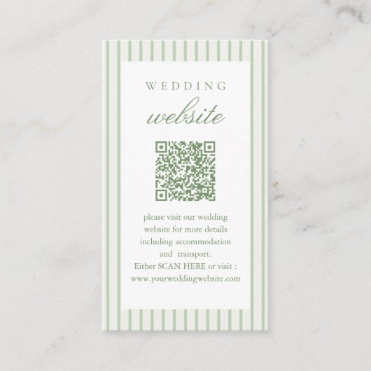 Salbeigrüner Scanne Mich QR-Code Hochzeitsinfo Begleitkarte (Vorderseite)
