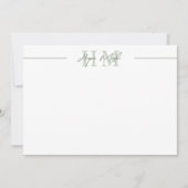Salbeigrüner Schriftname Monogramm Mitteilungskarte (Vorderseite)