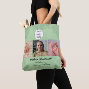 Salbeigrüner Schriftzug 3 Foto Doula-Dienstleistun Tasche