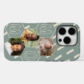Salbeigrüner Sechseck-Mutter-Foto-Collage Case-Mate iPhone Hülle (Rückseite (Horizontal))