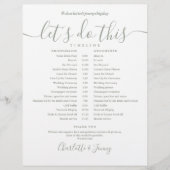 Salbeigrüner Skript-Hochzeitsplan Zeitachse (Vorderseite)