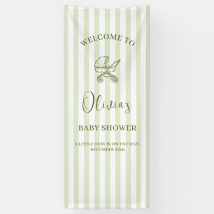 Salbeigrüner Streifen-Baby-Shower-Willkommen Banner