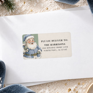 Salbeigrüner Vintage-Santa-Weihnachts-Adresse Adressaufkleber