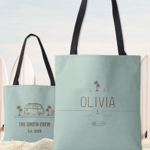 Salbeigrüner Vintage-Van-Surfer-Crew All-Over-Prin Tasche