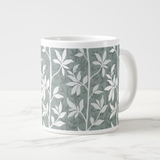 Salbeigrüner Waldhauch Moderne Botanik Jumbo-Tasse (Vorderseite Rechts)