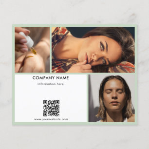 Salbeigrüner Werbe-QR-Code für Schönheitssalon-Fot Flyer