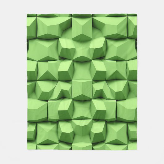 Salbeigrünes 3D-Geometrie-Würfelmuster Fleecedecke (Vorderseite)