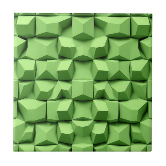 Salbeigrünes 3D-Geometrie-Würfelmuster Fliese (Vorderseite)