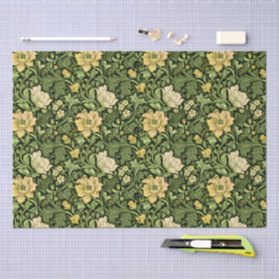 Salbeigrünes Art Nouveau Botanisches Muster Seidenpapier