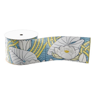 Salbeigrünes Art Nouveau Seerosenmuster Ripsband