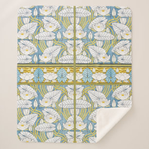 Salbeigrünes Art Nouveau Seerosenmuster Sherpadecke