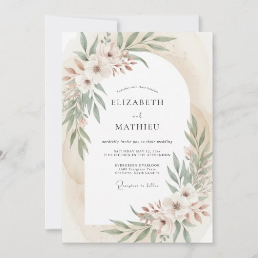 Salbeigrünes Ätherisches Boho-Hochzeit Einladung (Vorderseite)