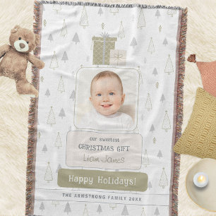 Salbeigrünes Baby 1. Foto Weihnachten Decke
