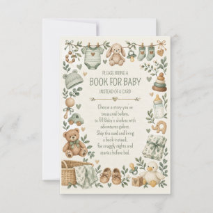 Salbeigrünes Baby Shower Buch für Baby Karte