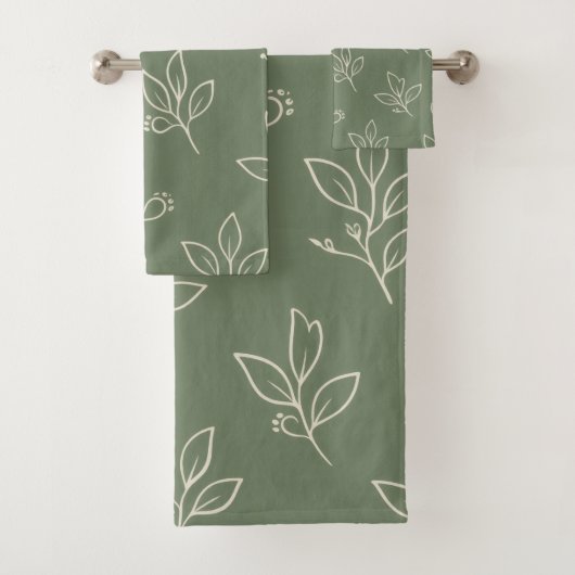 Salbeigrünes Blatt-Badezimmer-Handtuch-Set Badhandtuch Set (Insitu)