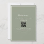 Salbeigrünes Blatt-Monogramm QR-Code Hochzeit Einladung (Rückseite)