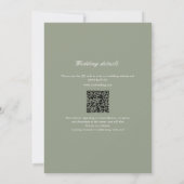 Salbeigrünes Blatt-Monogramm-QR-Code-Hochzeit Einladung (Rückseite)