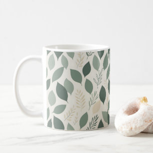 Salbeigrünes Blattmuster Botanischer Kaffeebeche Kaffeetasse