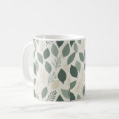Salbeigrünes Blattmuster | Botanischer Kaffeebeche Kaffeetasse (Vorderseite Links)