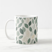 Salbeigrünes Blattmuster | Botanischer Kaffeebeche Kaffeetasse (Links)