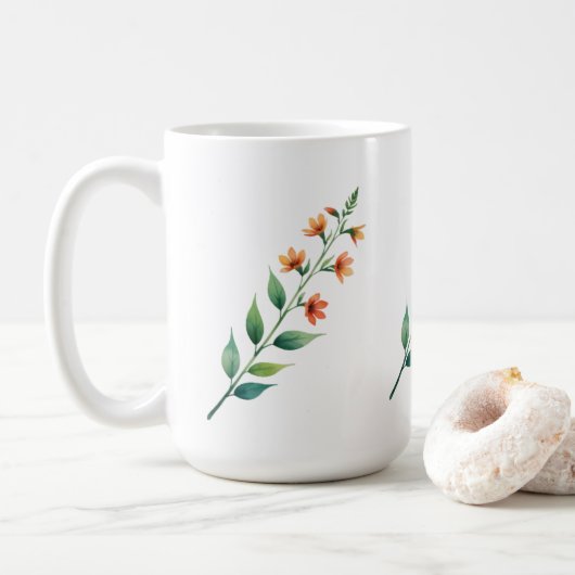 Salbeigrünes Blattmuster | Botanisches Spiralnotiz Kaffeetasse (Mit Donut)