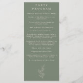 Salbeigrünes Blumen-Efeu-Hochzeitsprogramm Menükarte (Rückseite)