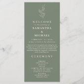 Salbeigrünes Blumen-Efeu-Hochzeitsprogramm Menükarte (Vorderseite)